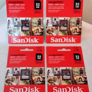 SanDisk ImageMate 32GB Class 10 120MB/s UHS-1 SDHC Card, 4-Pack, NEW and SEALED